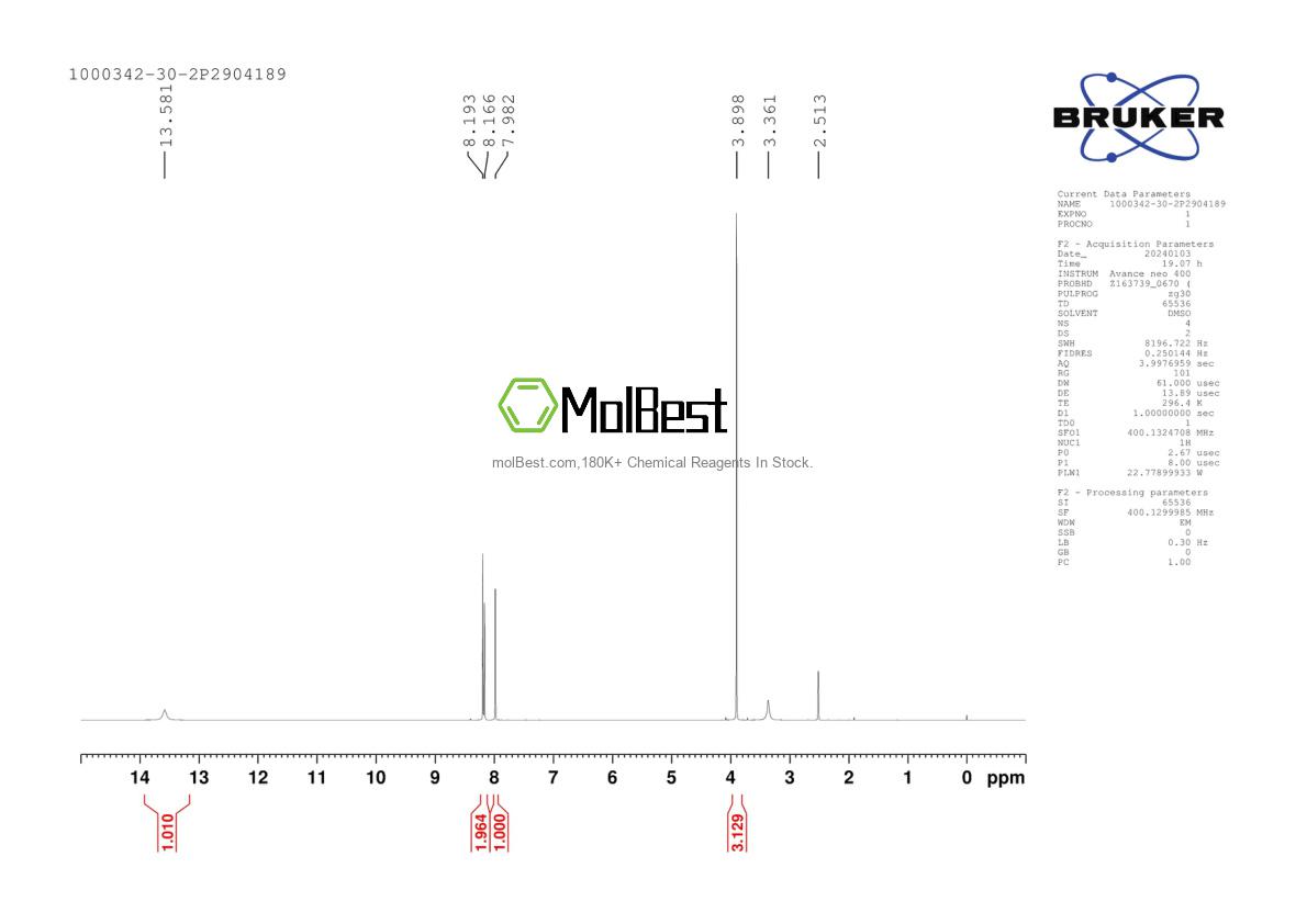 Physical sample testing spectrum (NMR) of 1000342-30-2