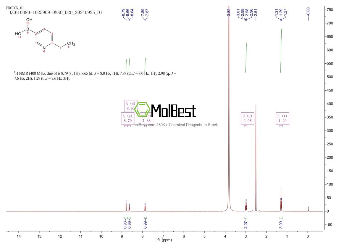Physical sample testing spectrum (NMR) of 1001907-69-2