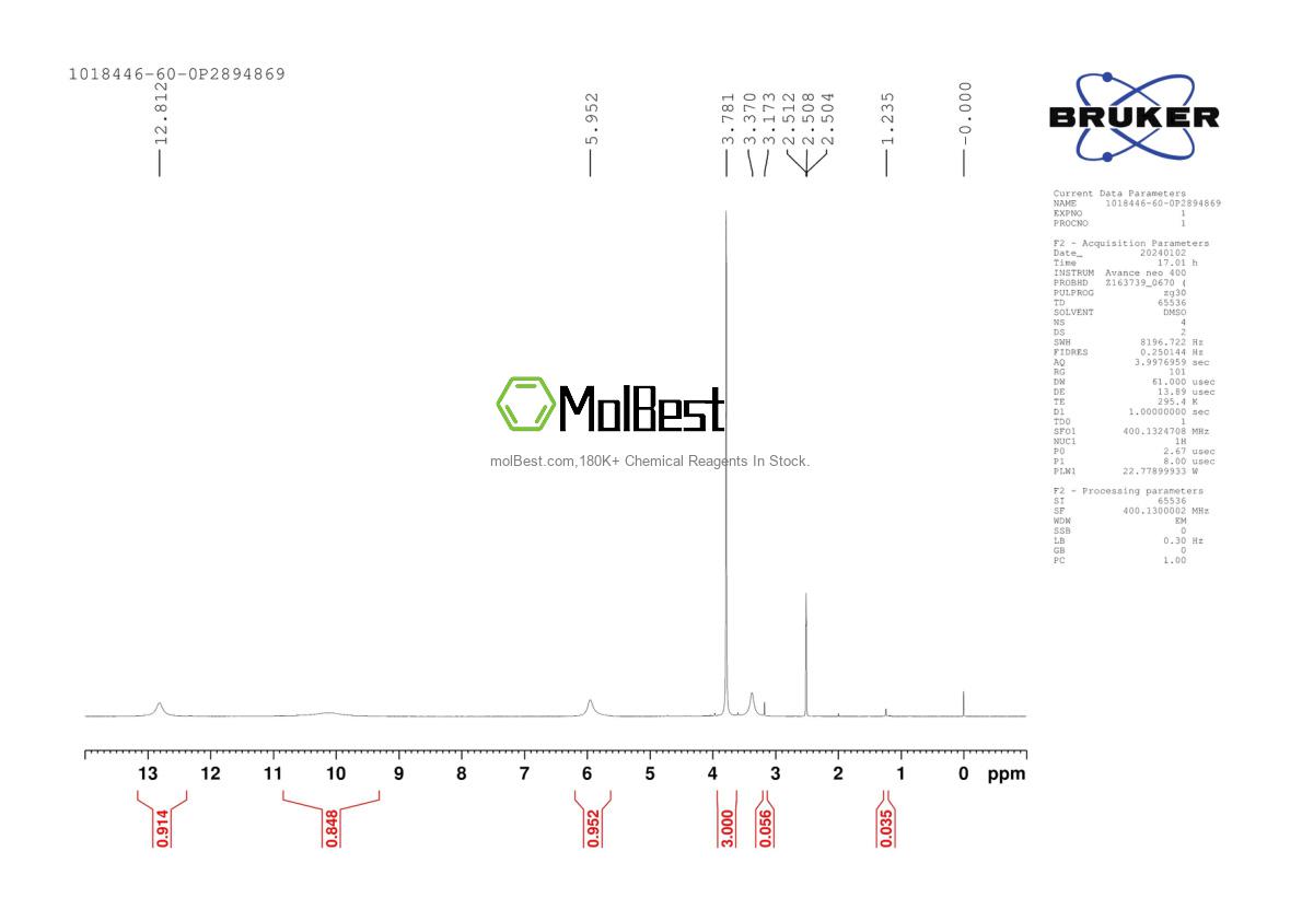 Physical sample testing spectrum (NMR) of 1018446-60-0