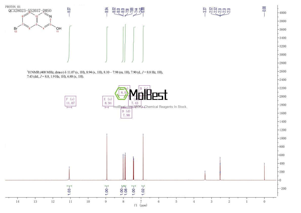 Physical sample testing spectrum (NMR) of 1031927-91-9