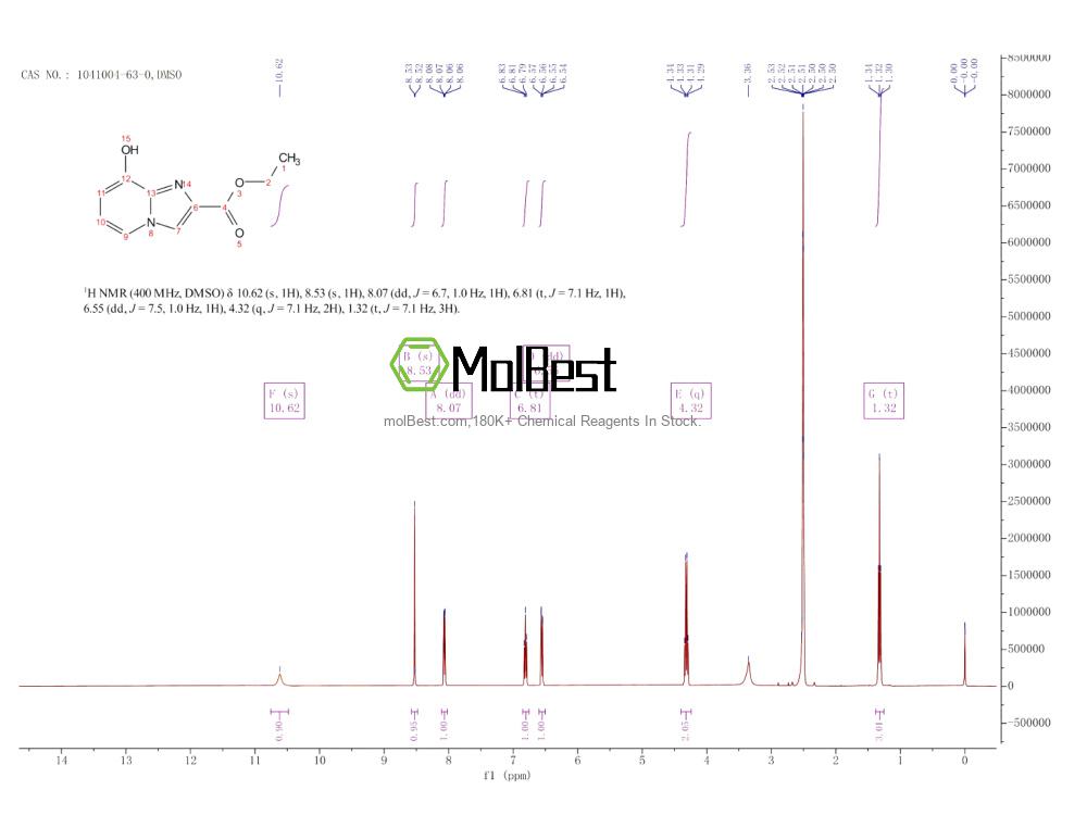Physical sample testing spectrum (NMR) of 1041004-63-0