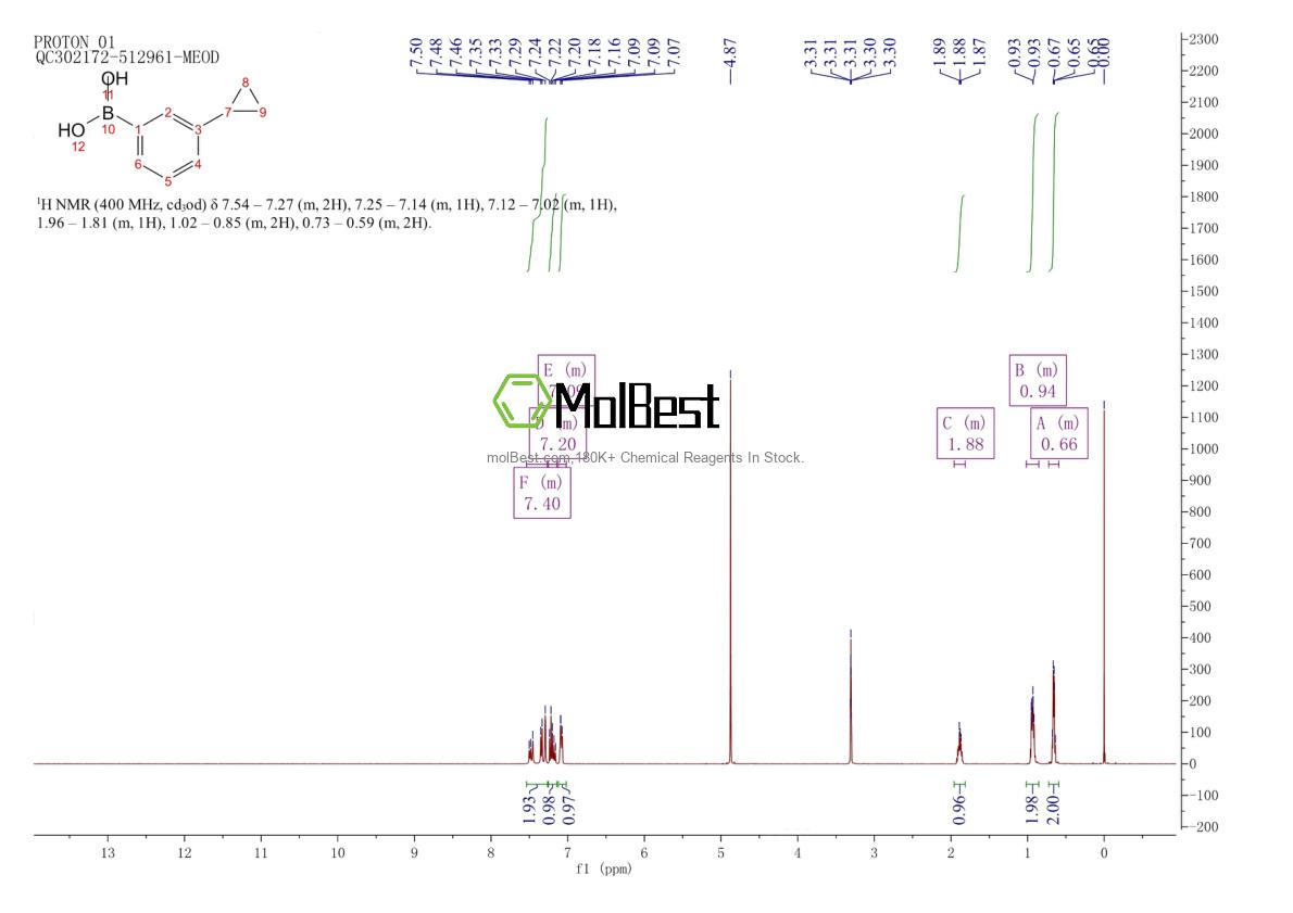 Physical sample testing spectrum (NMR) of 1049730-10-0