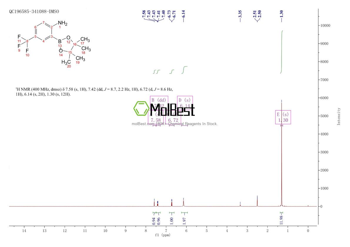 Physical sample testing spectrum (NMR) of 1058062-64-8