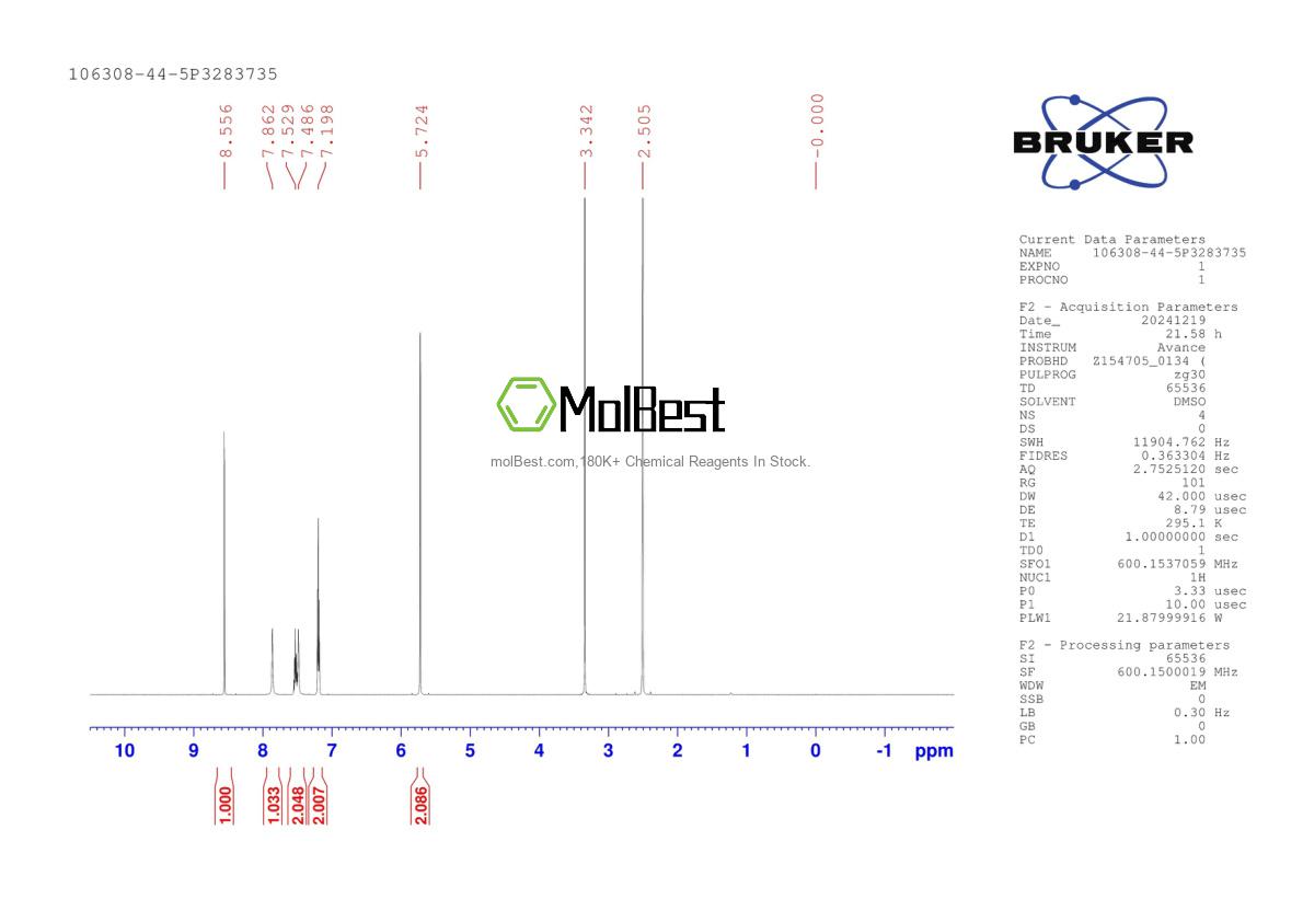 Espectro de teste de amostra física (NMR) de 106308-44-5