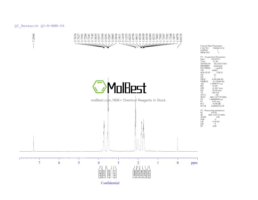 Espectro de teste de amostra física (NMR) de 106404-52-8