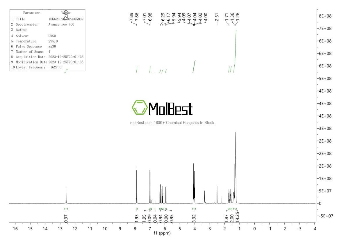 Espectro de prueba de muestra física (RMN) de 106620-90-0