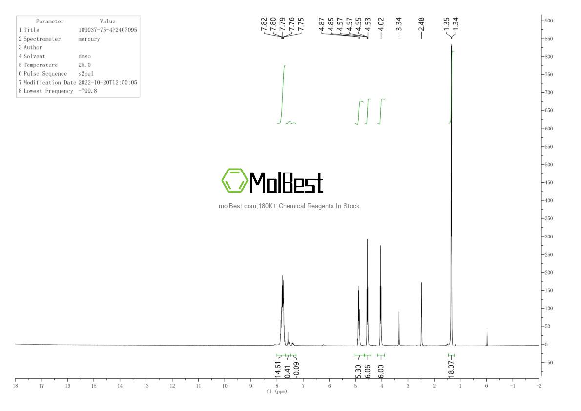 Espectro de prueba de muestra física (RMN) de 109037-75-4