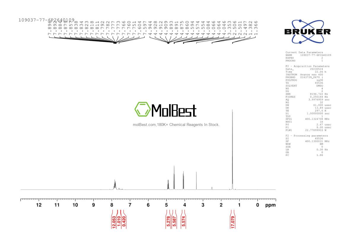 Espectro de prueba de muestra física (RMN) de 109037-77-6