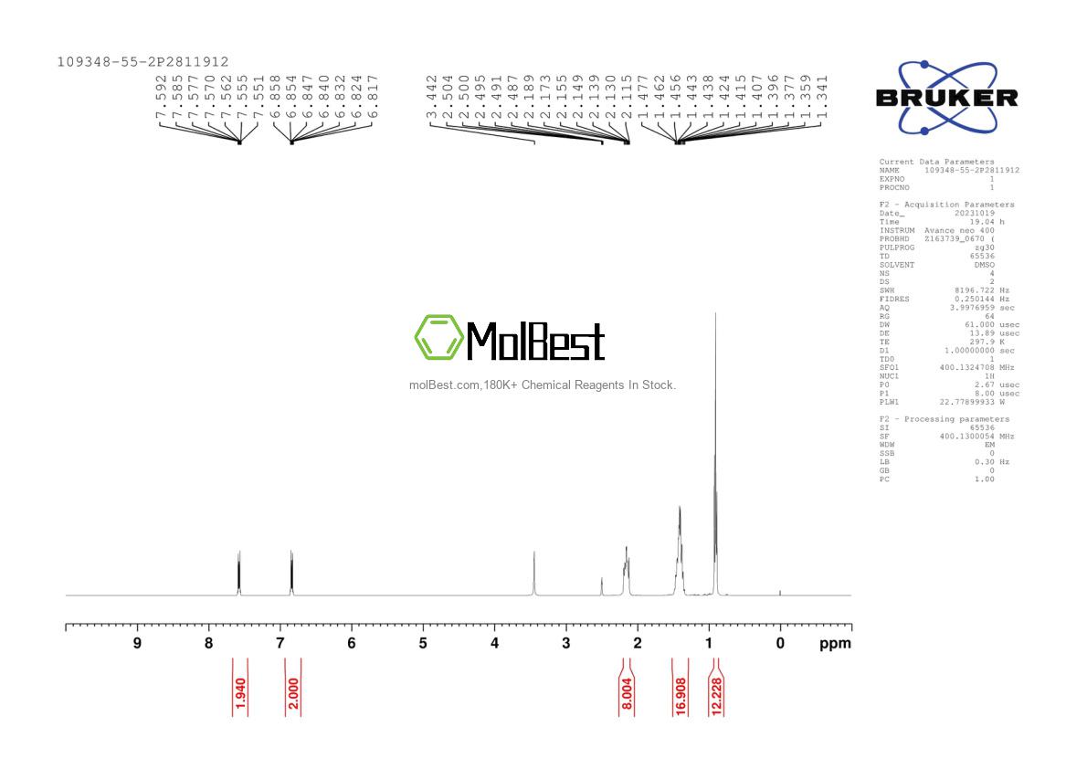 Espectro de prueba de muestra física (RMN) de 109348-55-2