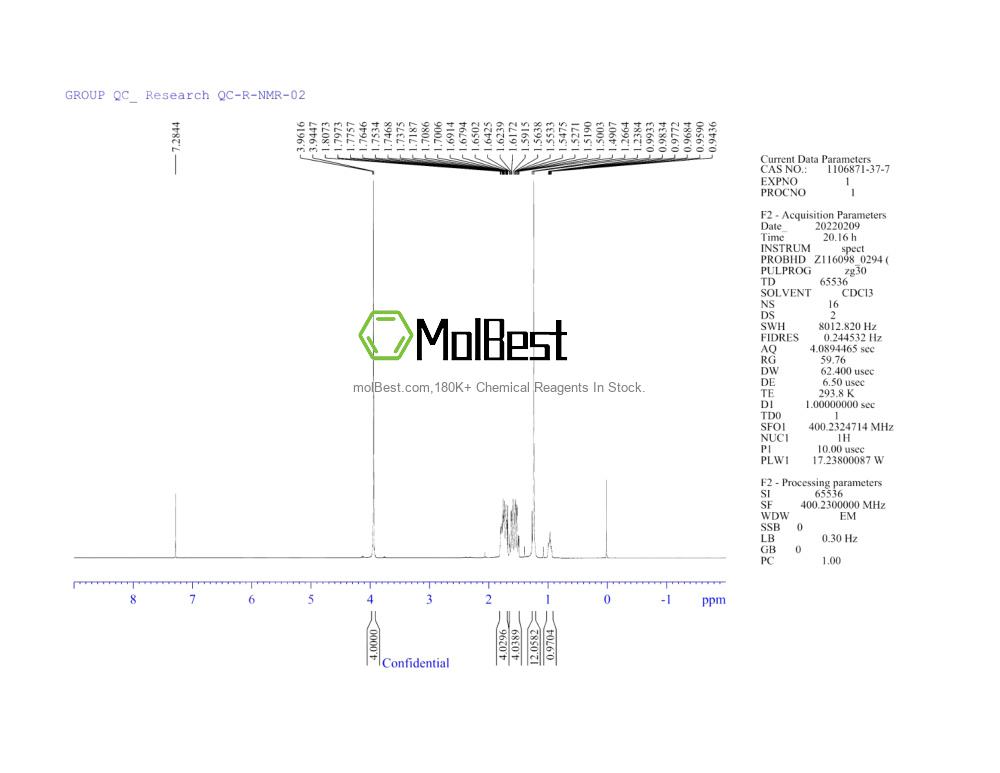 Physical sample testing spectrum (NMR) of 1106871-37-7