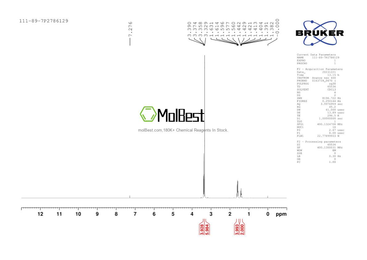 Physical sample testing spectrum (NMR) of 111-89-7