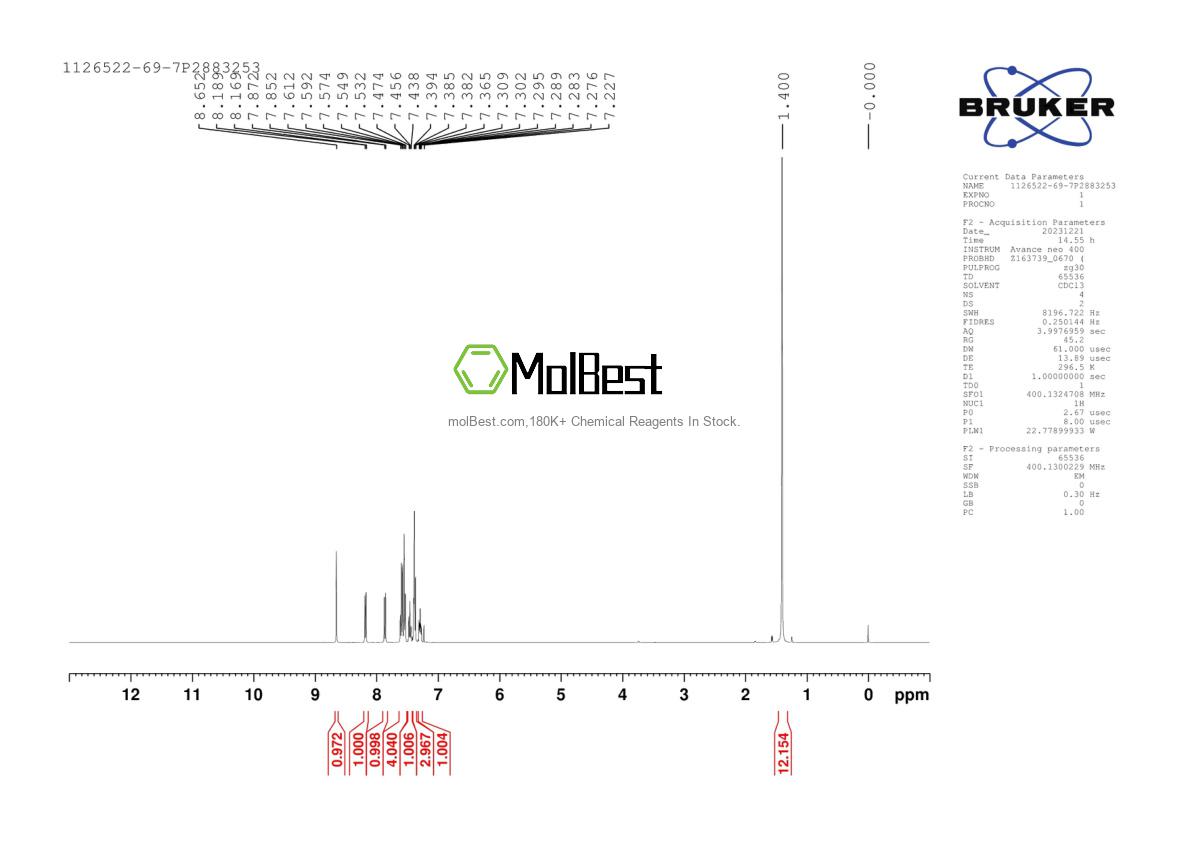 Spektrum pengujian sampel fisik (NMR) 1126522-69-7
