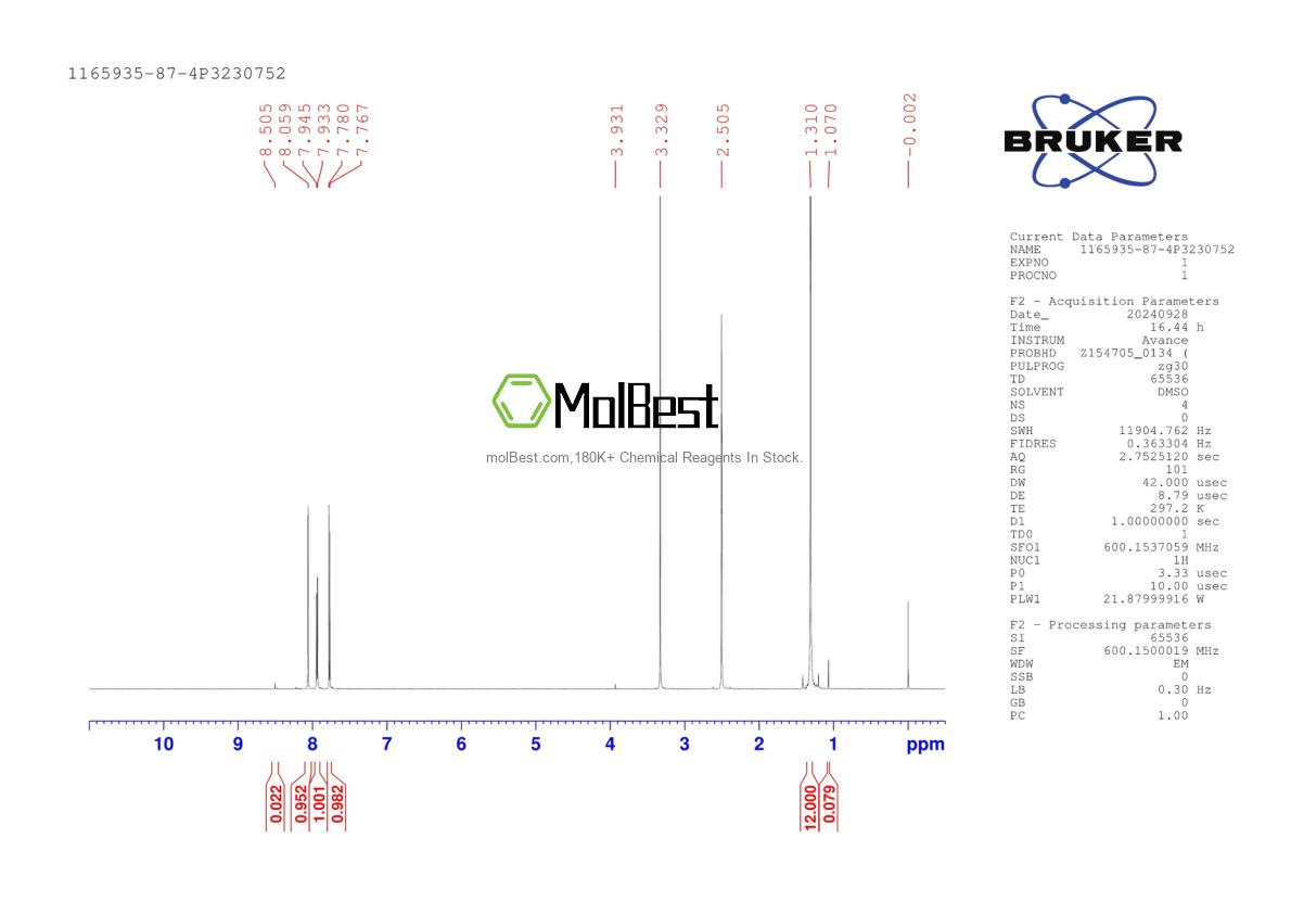 Спектр анализа физического образца (ЯМР) для 1165935-87-4