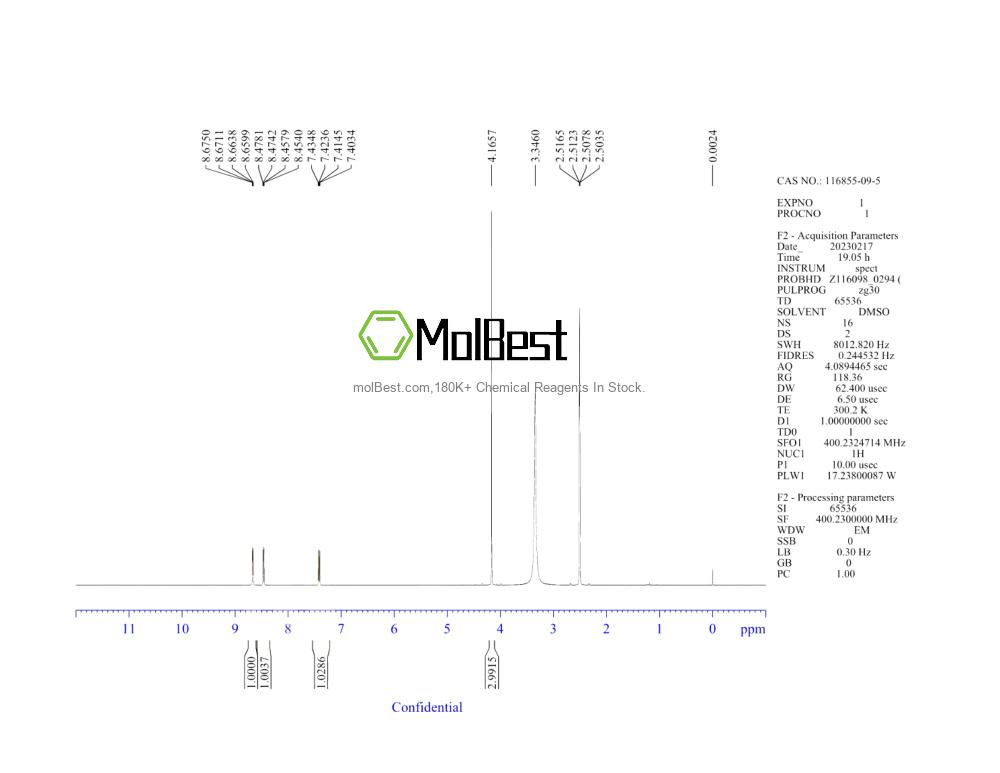 Spektrum pengujian sampel fisik (NMR) 116855-09-5