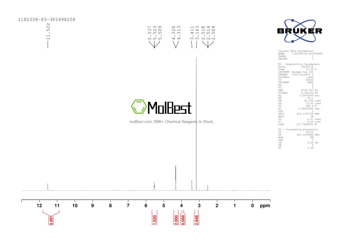 Physical sample testing spectrum (NMR) of 1182358-83-3