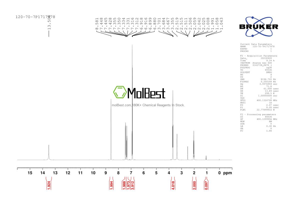 Physical sample testing spectrum (NMR) of 120-70-7