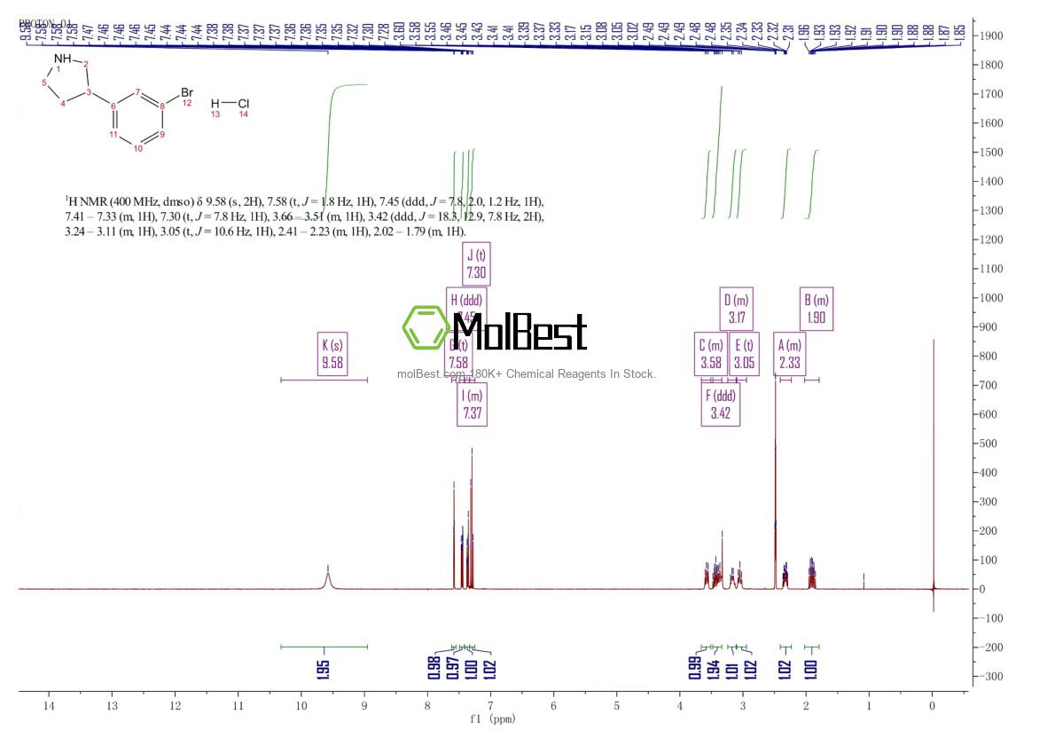 Physical sample testing spectrum (NMR) of 1203681-69-9
