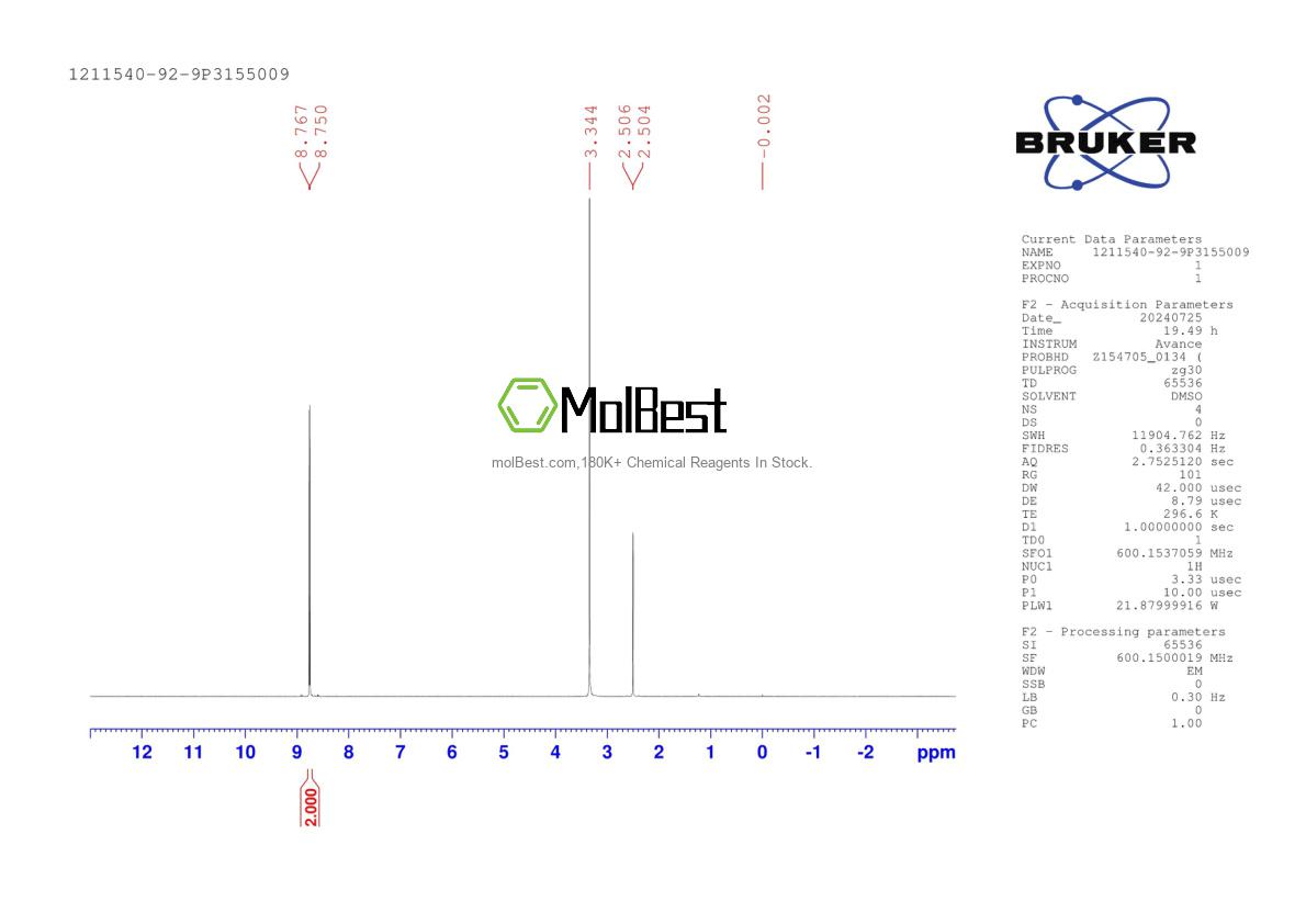Spektrum pengujian sampel fisik (NMR) 1211540-92-9
