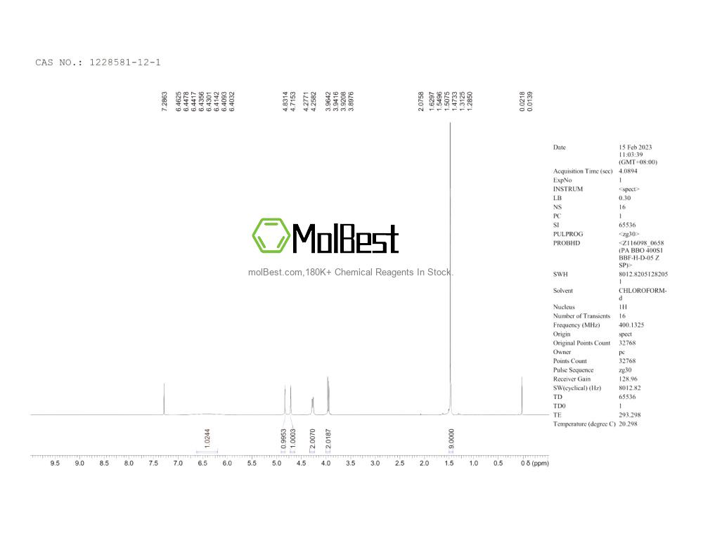 Physical sample testing spectrum (NMR) of 1228581-12-1