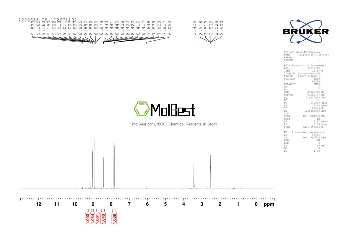 Physical sample testing spectrum (NMR) of 1228666-28-1