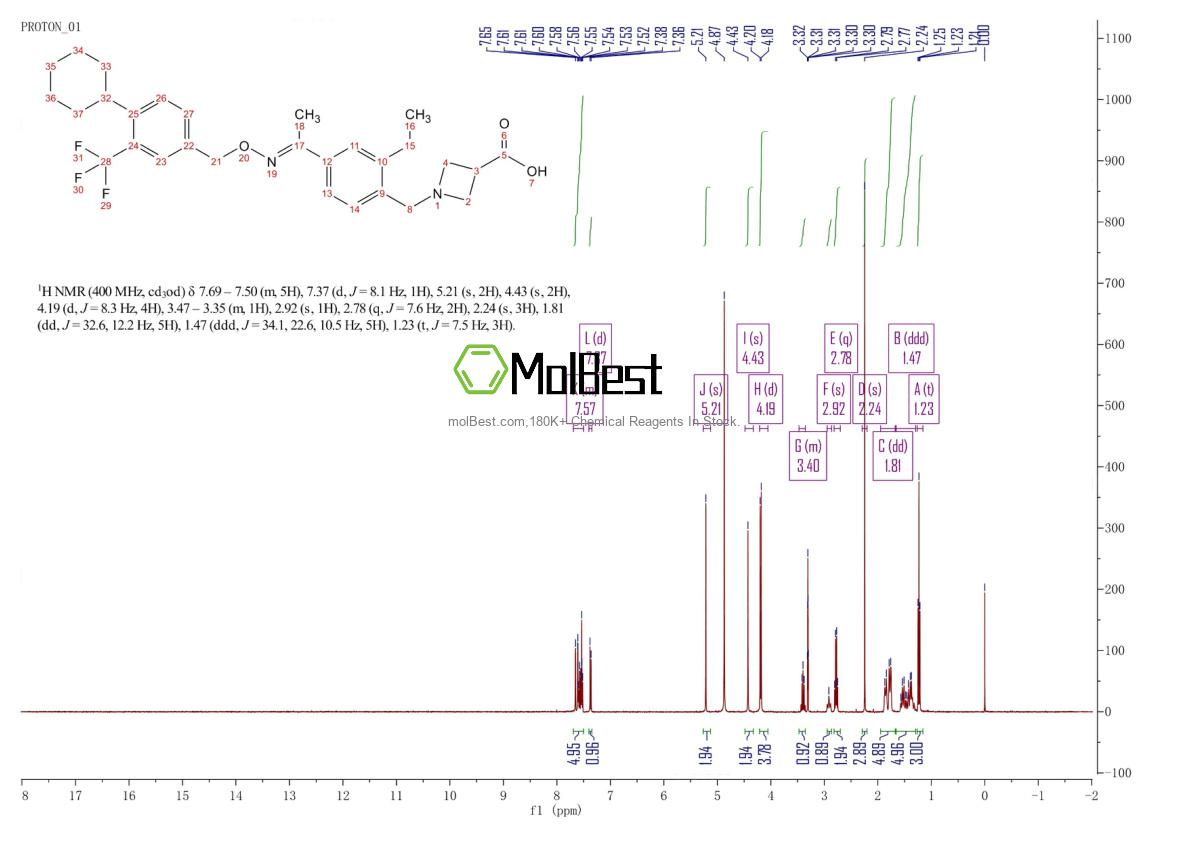 Physical sample testing spectrum (NMR) of 1230487-00-9