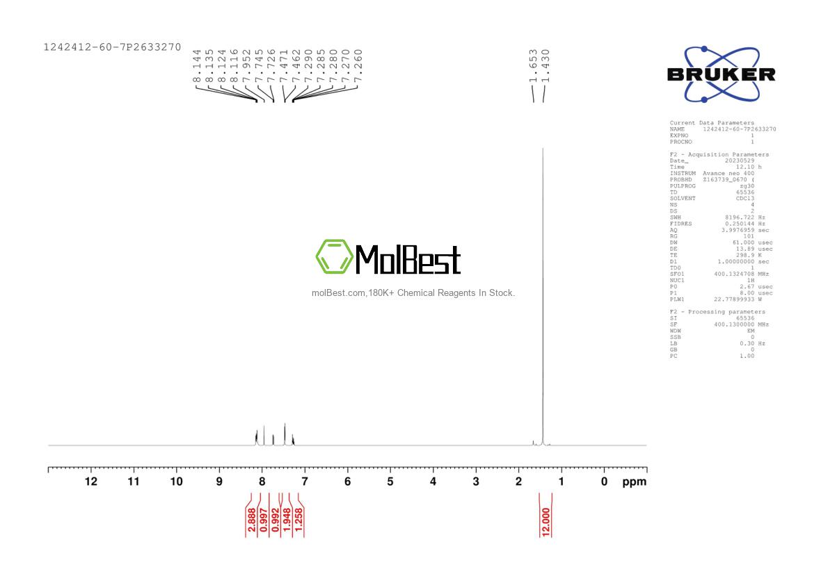 Spektrum pengujian sampel fisik (NMR) 1242412-60-7