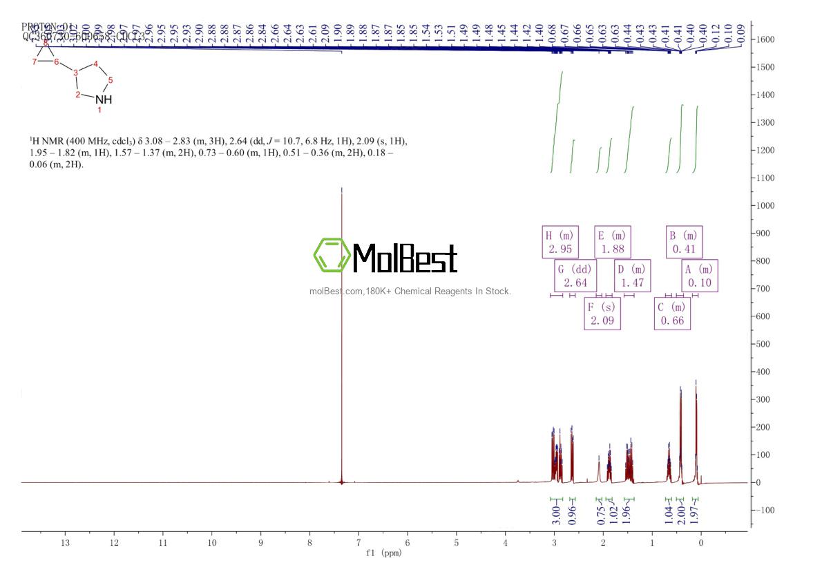 Physical sample testing spectrum (NMR) of 1250004-31-9