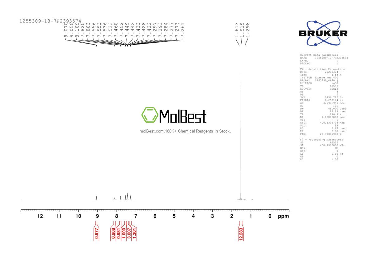 Physical sample testing spectrum (NMR) of 1255309-13-7