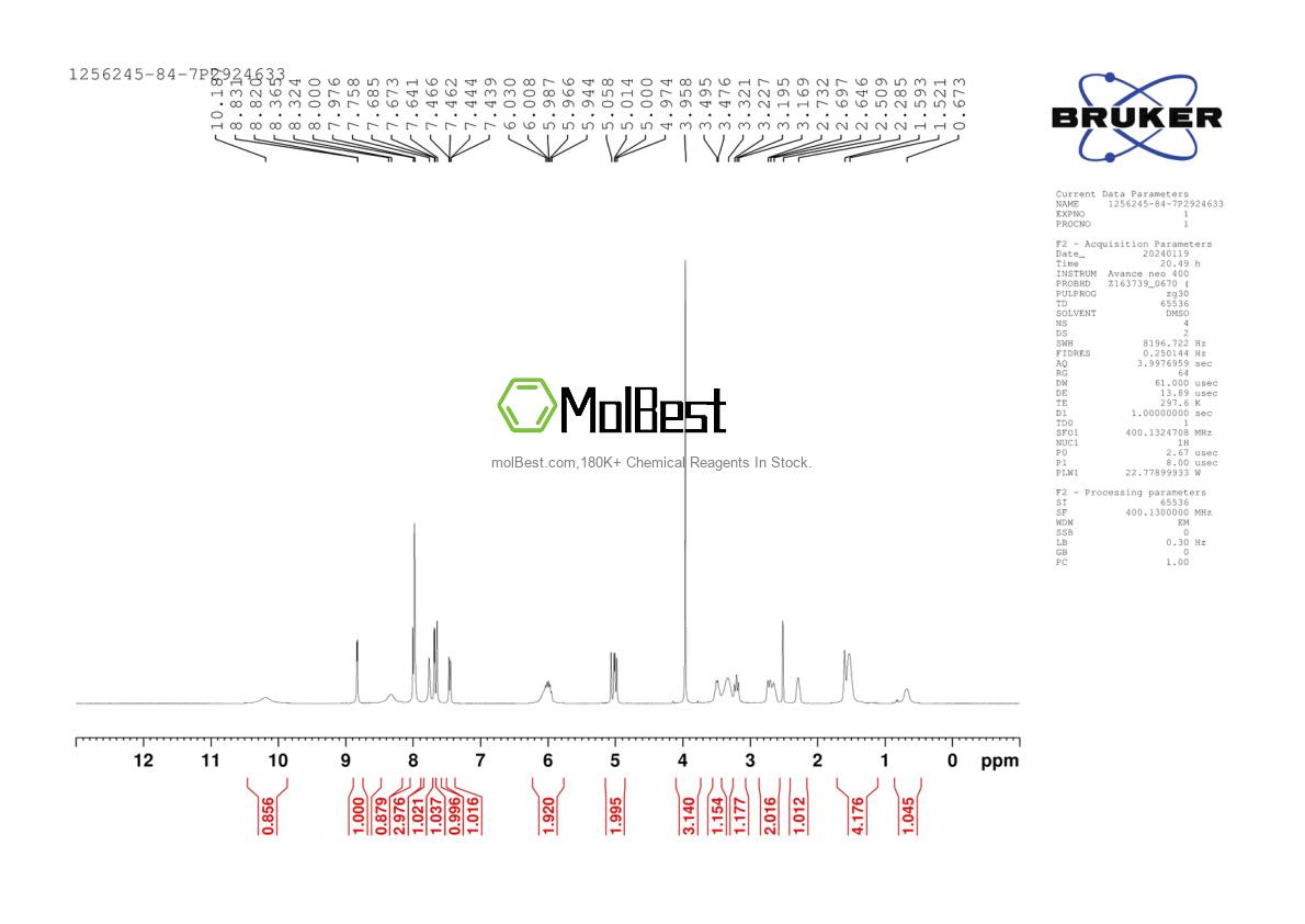Physical sample testing spectrum (NMR) of 1256245-84-7