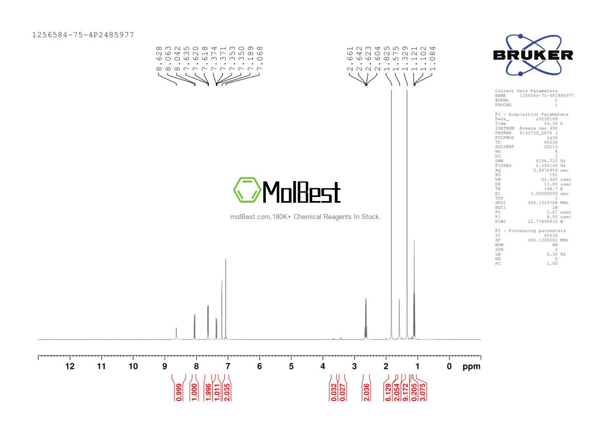 Physical sample testing spectrum (NMR) of 1256584-75-4