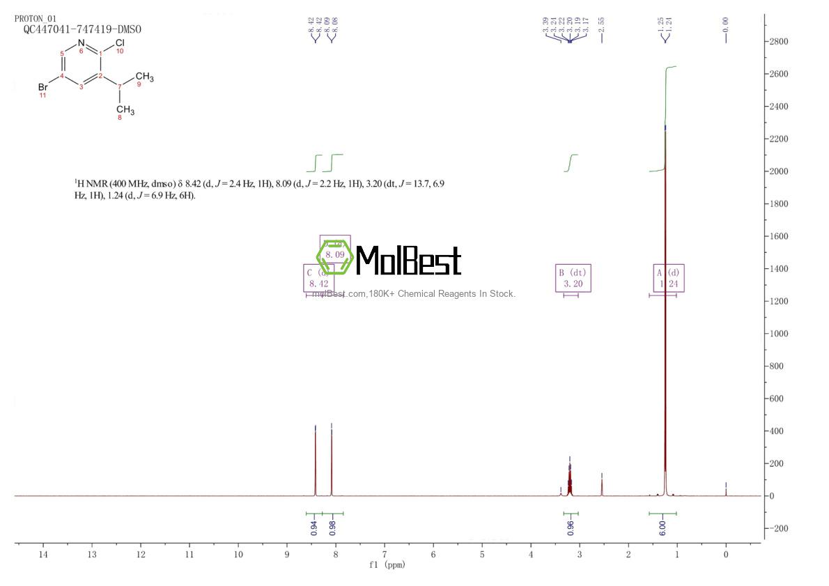 Physical sample testing spectrum (NMR) of 1256804-33-7