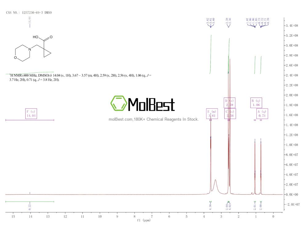 Physical sample testing spectrum (NMR) of 1257236-69-3
