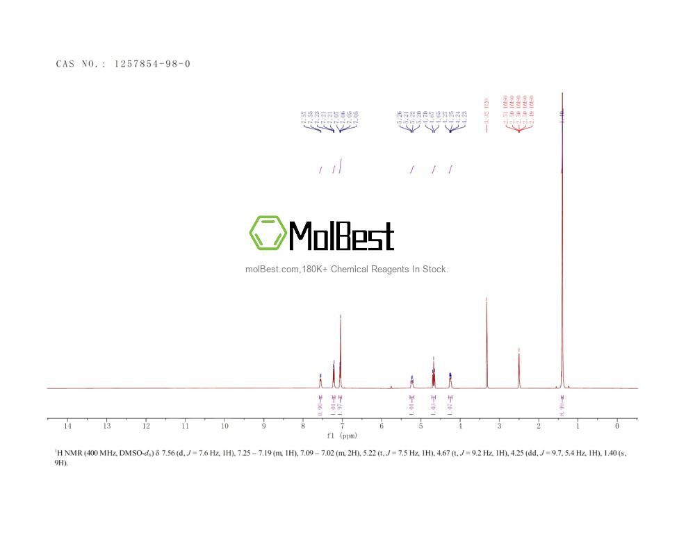 Physical sample testing spectrum (NMR) of 1257854-98-0