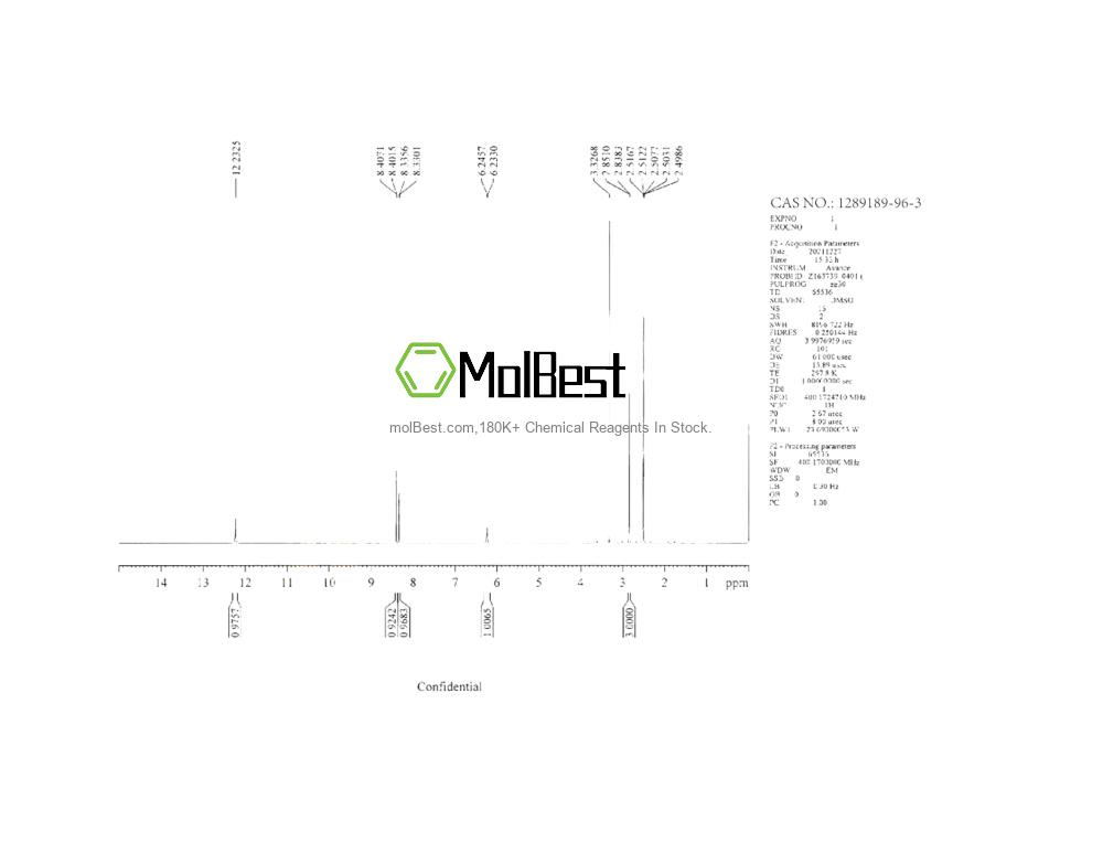 Espectro de teste de amostra física (NMR) de 1289189-96-3