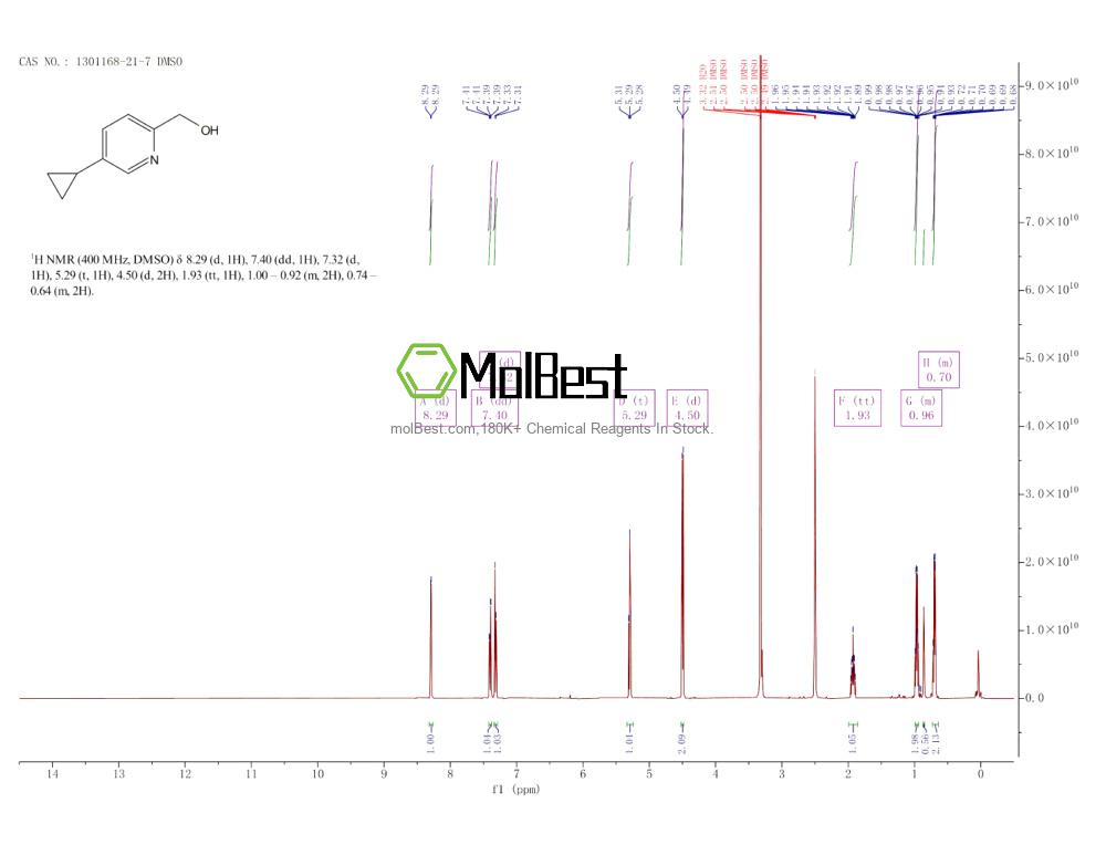 Physical sample testing spectrum (NMR) of 1301168-21-7