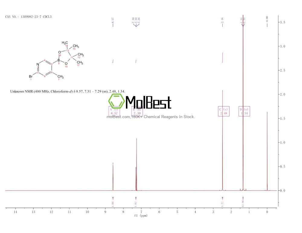 Physical sample testing spectrum (NMR) of 1309982-23-7