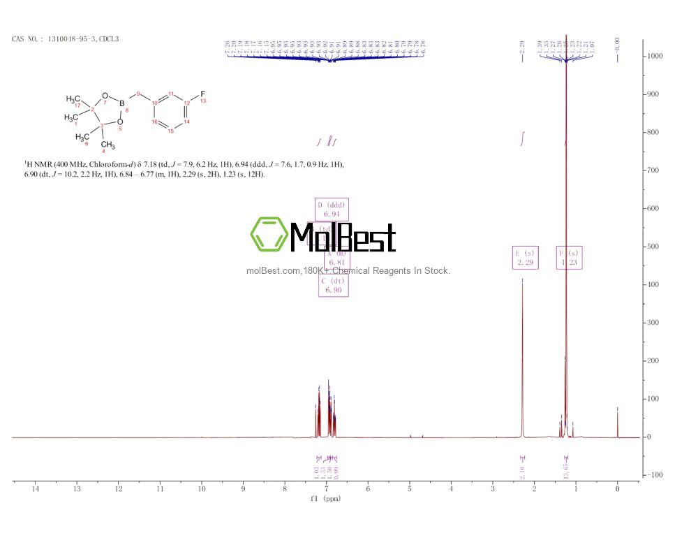 Physical sample testing spectrum (NMR) of 1310048-95-3
