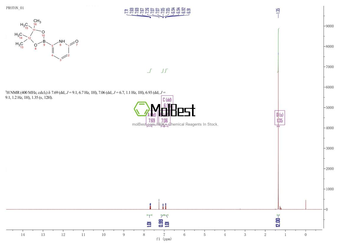 Physical sample testing spectrum (NMR) of 1310405-04-9