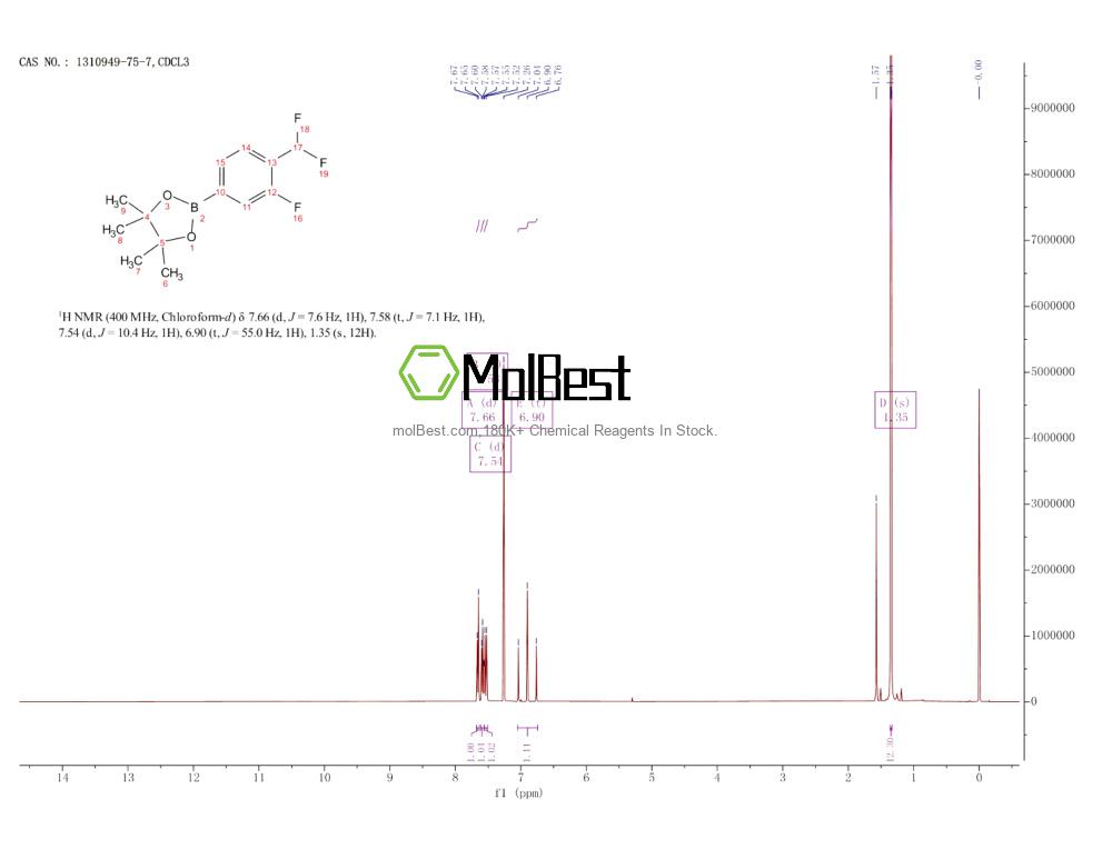 Physical sample testing spectrum (NMR) of 1310949-75-7