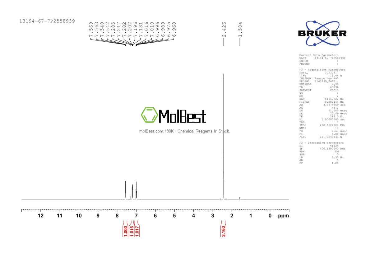 Physical sample testing spectrum (NMR) of 13194-67-7