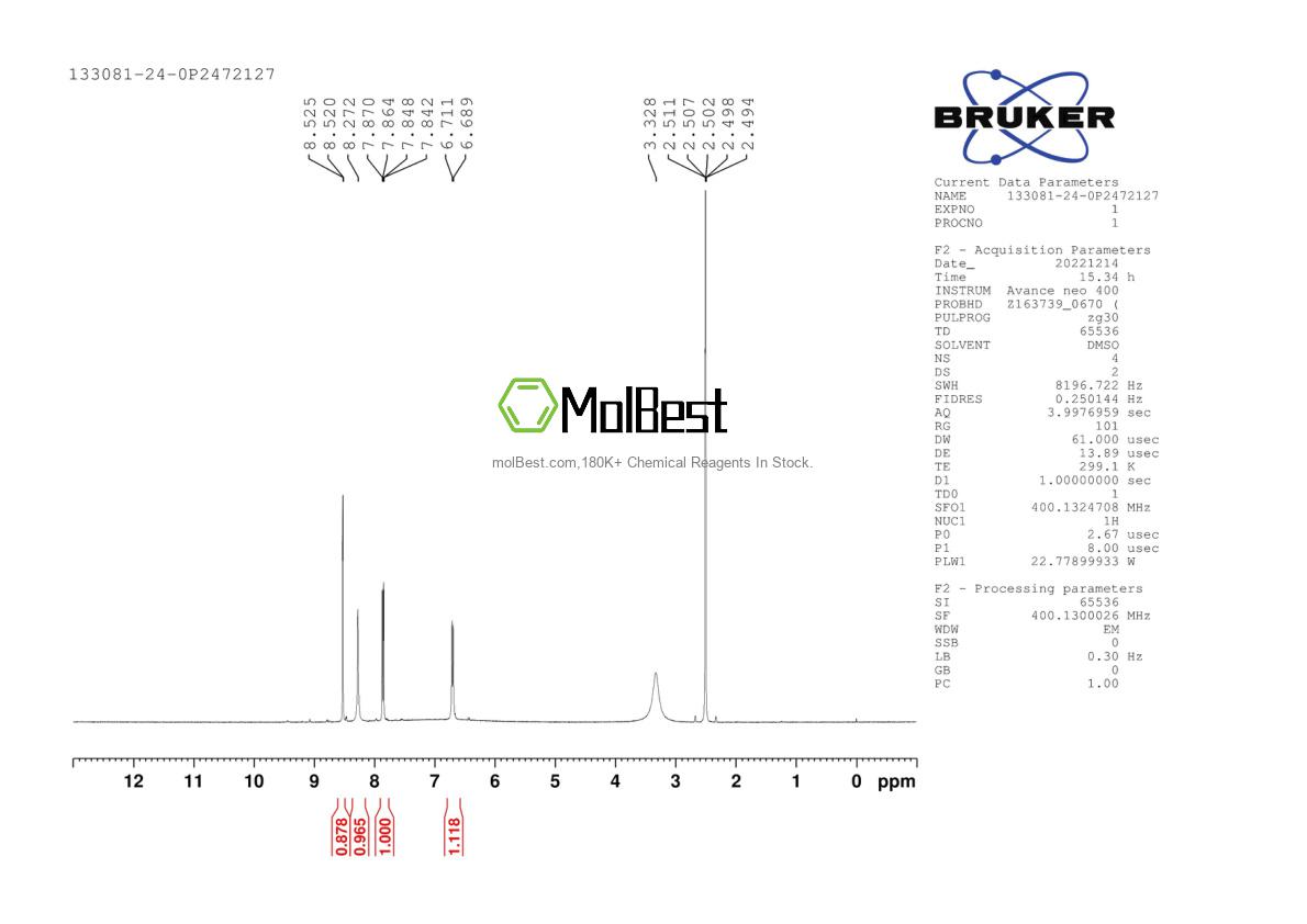 Spektrum pengujian sampel fisik (NMR) 133081-24-0