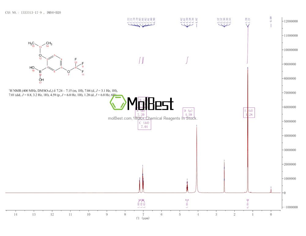 Physical sample testing spectrum (NMR) of 1333313-17-9
