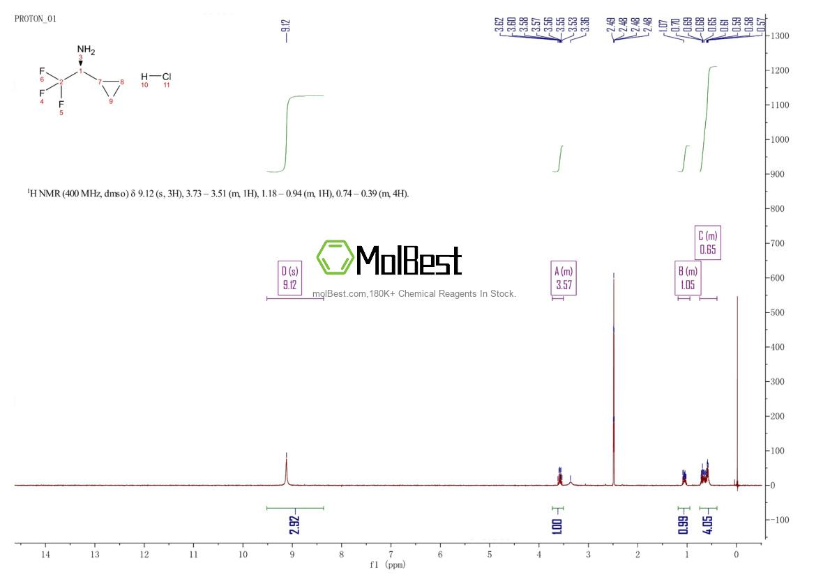 Physical sample testing spectrum (NMR) of 1338377-73-3