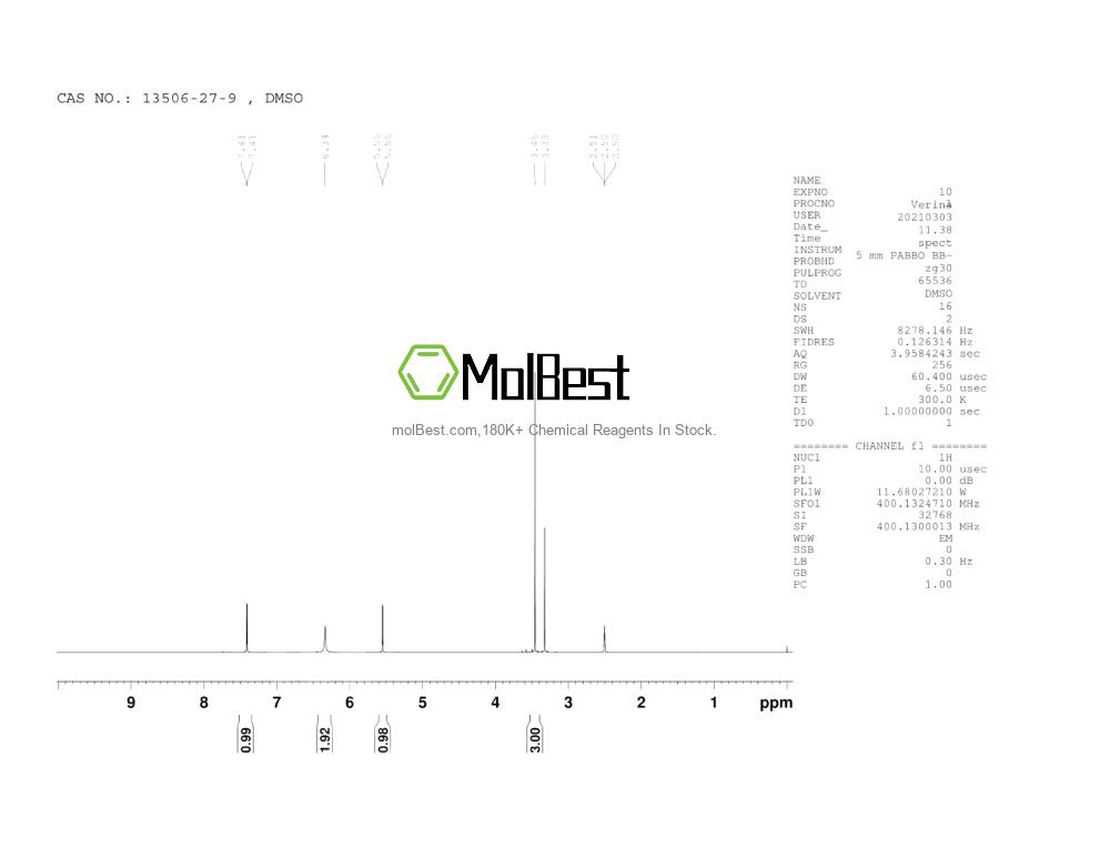 Physical sample testing spectrum (NMR) of 13506-27-9