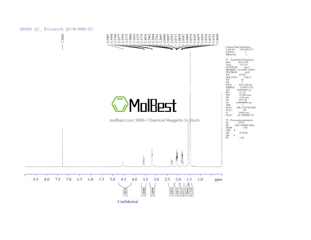 Physical sample testing spectrum (NMR) of 1363380-57-7