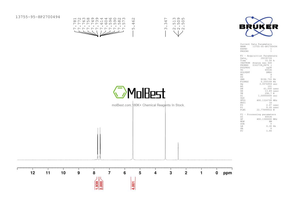 Physical sample testing spectrum (NMR) of 13755-95-8