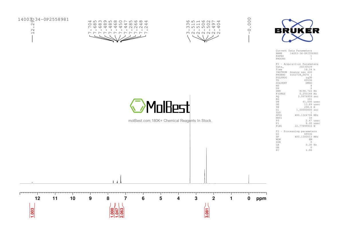 Physical sample testing spectrum (NMR) of 14003-34-0