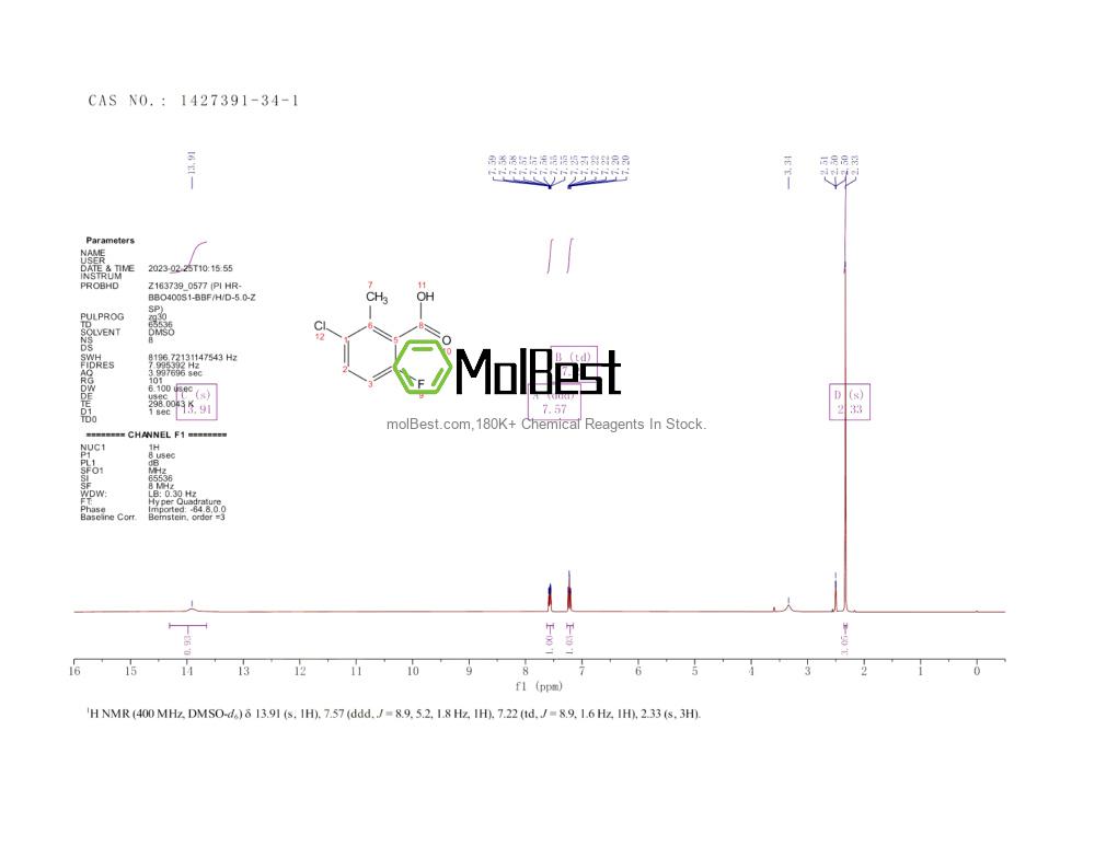 1427391-34-1 fiziksel numune test spektrumu (NMR)