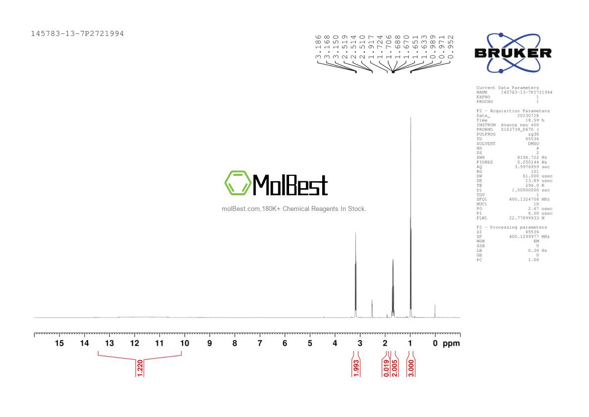 Espectro de teste de amostra física (NMR) de 145783-13-7
