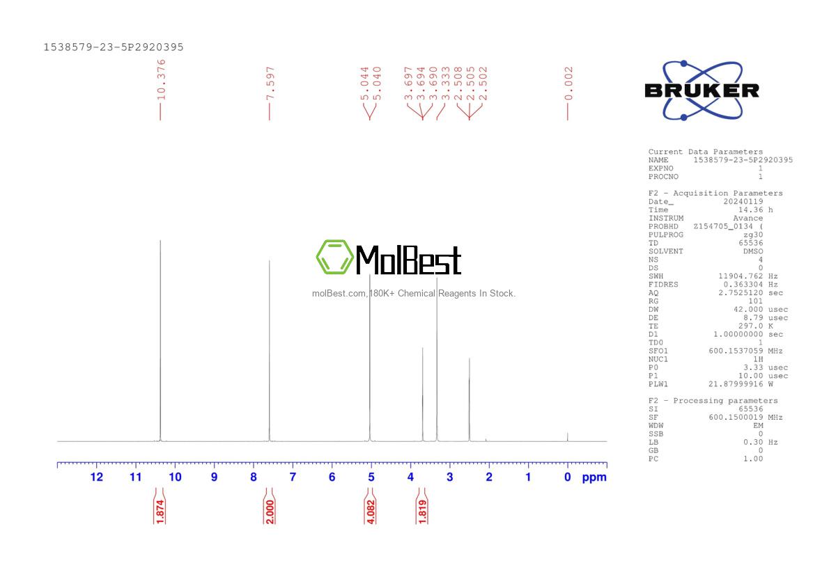 Physical sample testing spectrum (NMR) of 1538579-23-5
